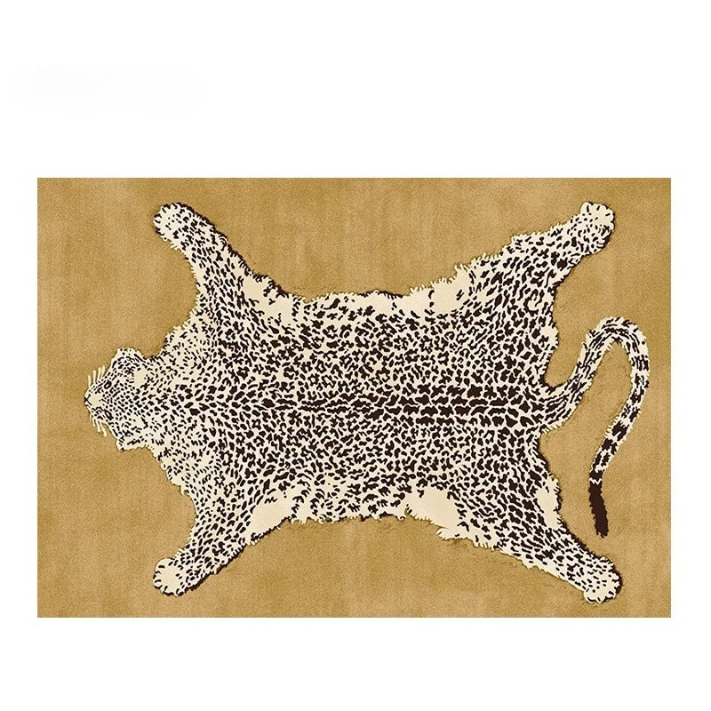 Amerykański retro dywan w zielono‑różowy wzór panterki