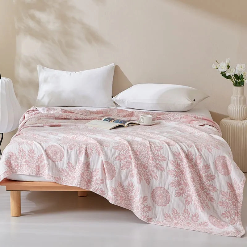 Letnia muślinowa narzuta / koc z bawełnianej gazy – idealna na lato