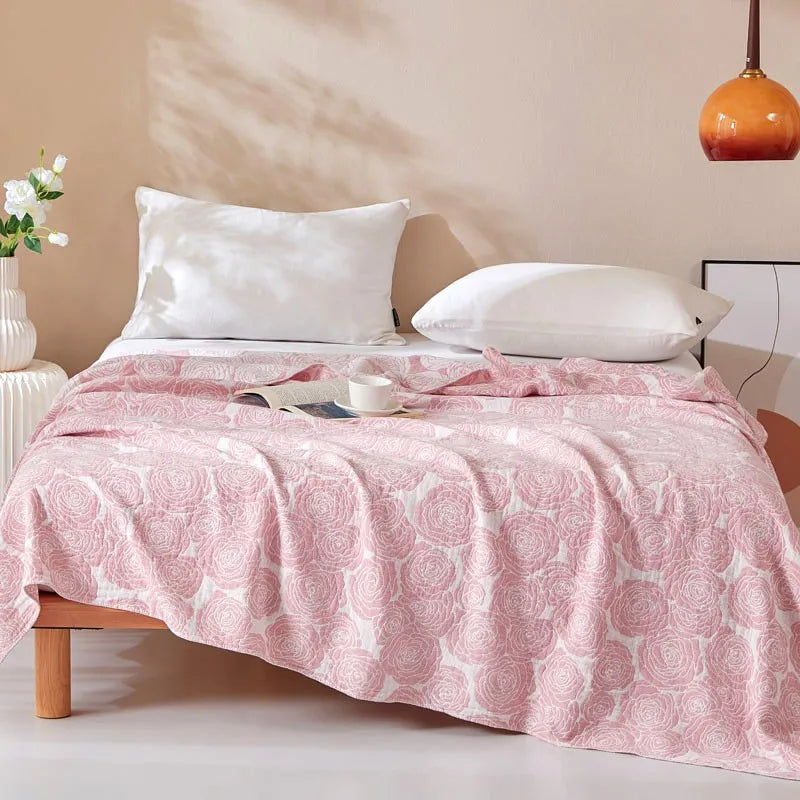 Letnia muślinowa narzuta / koc z bawełnianej gazy – idealna na lato