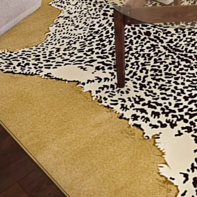 Amerykański retro dywan w zielono‑różowy wzór panterki