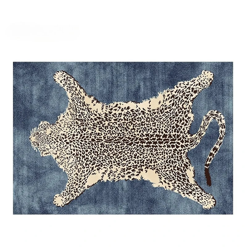 Amerykański retro dywan w zielono‑różowy wzór panterki