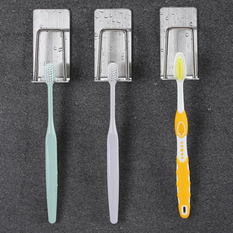 Samoprzylepny uchwyt na szczoteczki do zębów ze stali nierdzewnej